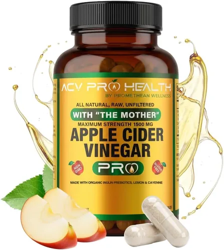 Promethean Wellness ACV Pro Cápsulas de vinagre de sidra de manzana certificadas orgánicas con píldoras madre ACV, desintoxicación, limpieza ácida,