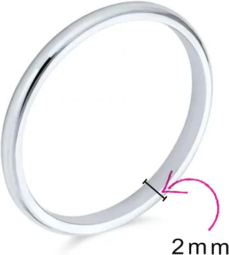 Miniatura 4 de Bling Jewelry Anillo de boda de plata de ley 925 unisex personalizado para parejas, para hombres y mujeres, diseño minimalista pulido simple