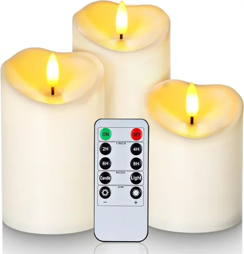 Miniatura 9 de Homemory Velas sin llama color burdeos, velas parpadeantes impermeables sin llama, velas LED de pilar para exteriores operadas por batería