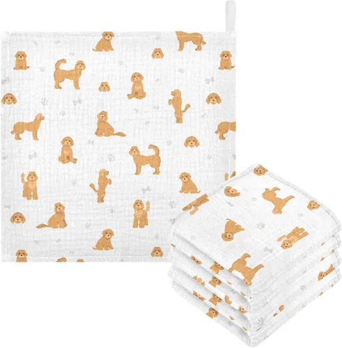 Miniatura 40 de Toallas de algodón para bebé, toallas de baño unisex para recién nacidos, toallitas naturales para piel delicada, 11.8 x 11.8 pulgadas, paquete de 5