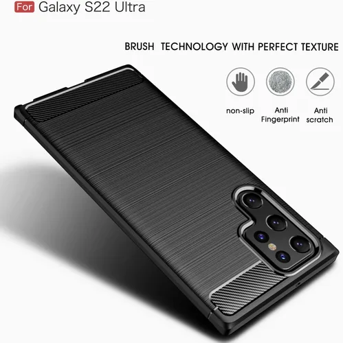 Miniatura 4 de Funda para Samsung Galaxy S22 Ultra - Textura de fibra de carbono, antiarañazos, absorción de golpes (negro)