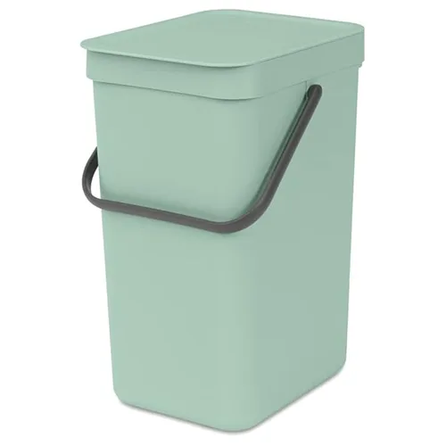 Brabantia Sort & Go Cubo de Reciclaje 3.2 Galones (Verde Jade) Cubo de Basura de Plástico Eficiente en Espacio con Asa, Tapa Removible y Que