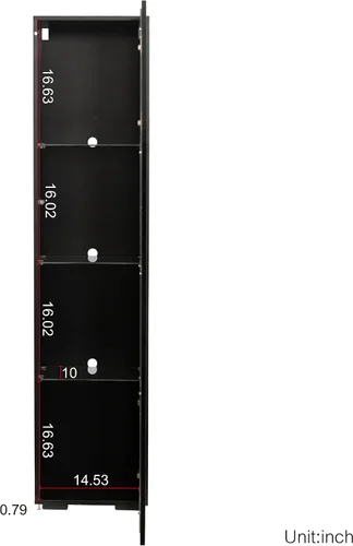 Miniatura 8 de Gabinete de pantalla LED de 67 pulgadas con 4 estantes de vidrio y 1 puerta, gabinete de almacenamiento moderno de la colección Curio, estantería