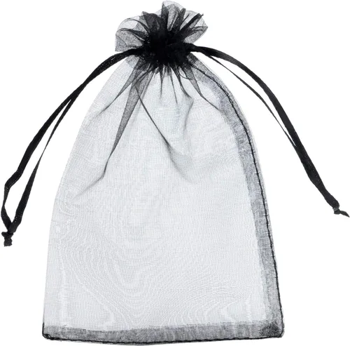 Volanic 100 bolsas de organza transparente de 4 x 6 pulgadas, bolsa de regalo para joyas, fiestas, regalos de boda Negro