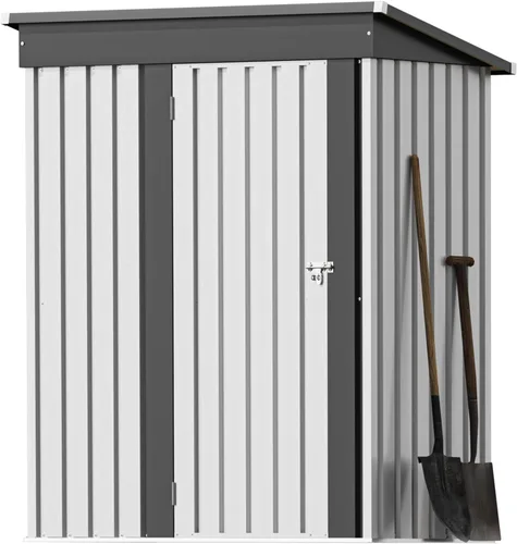 Miniatura 14 de Greesum Cobertizo de almacenamiento para exteriores de 3 x 3 pies, cobertizo de metal con cerradura para patio trasero, piscina, patio y Negro