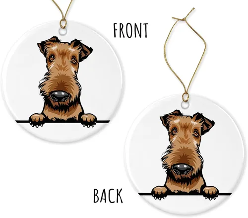 Miniatura 3 de Adorno de decoración de Navidad – Adorno de perro Airedale – Decoración de Feliz Navidad – Adorno de recuerdo Airedale impreso en ambos lados