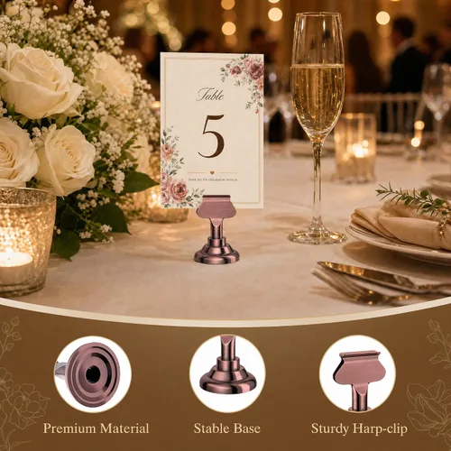 Miniatura 3 de ERYTLLY Paquete de 16 tarjeteros de mesa de 1.7 pulgadas, tarjeteros de acero para bodas, cumpleaños, fotos, notas de notas, restaurantes
