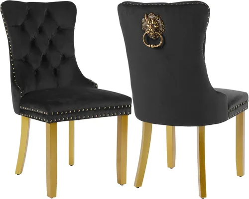 Miniatura 36 de Shenyon Juego de 2 Sillas de Comedor de Terciopelo Gris, Sillas de Comedor Tapizadas con Ribete de Anilla Trasera y Patas de Madera Maciza, Sillas
