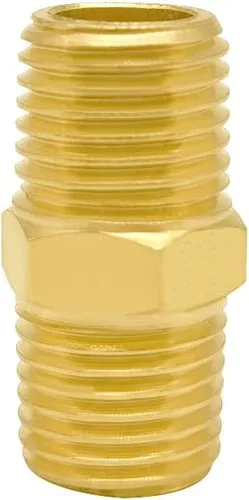 Miniatura 5 de Joywayus 5 unids latón tubería hexagonal pezón igual 1/4 "macho NPT macho aire combustible agua