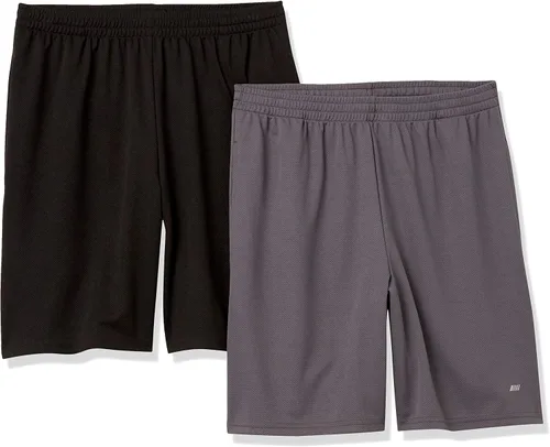 Tienda Essentials Pantalones cortos de corte holgado Performance Tech para hombre (disponibles en tallas grandes y altas), paquete de 2