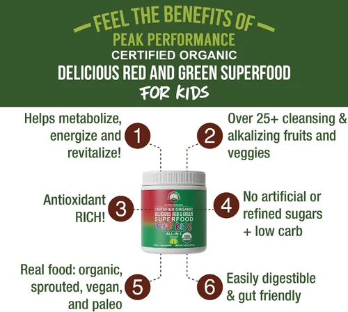 Miniatura 2 de Kids Greens and Reds Superfood Powder – Jugo orgánico vegano súper alimenticio con más de 25 frutas y verduras – Vitaminas de alimentos reales sin