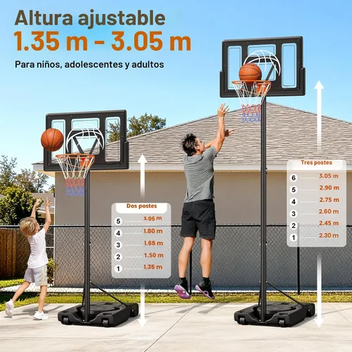 Miniatura 5 de Yohood Aro de baloncesto para exteriores ajustable de 10 pies, sistema de portería de baloncesto portátil para niños, jóvenes y adultos en patio