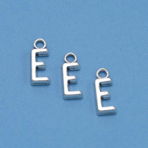 Miniatura 2 de 50pcs plata antigua letra E aleación colgante encantos para bricolaje joyería fabricación para collares, pulseras llaveros más, aleación, Aleación.