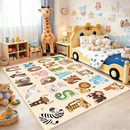 Miniatura 16 de Alfombras infantiles para sala de juegos, alfombra ABC de 2.5 x 4 pies para niños pequeños, alfombra de aprendizaje educativo, alfombra