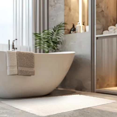 Miniatura 7 de Tapete de baño con tejido gofre, tapete de ducha, textura de punto tejido antideslizante, tapete de baño neutro de 20 x 31 pulgadas, lavable a Marrón