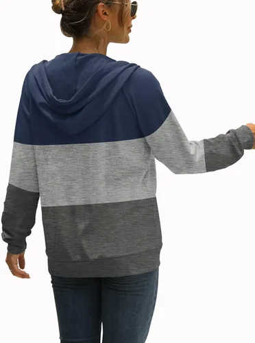 Miniatura 4 de Bofell Sudaderas con capucha de manga larga con cremallera para mujer
