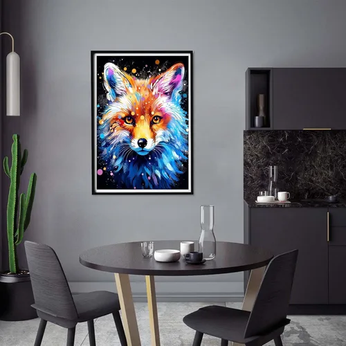 Miniatura 3 de Yomiie Kits de arte de diamantes 5D para adultos, zorro, pintura con diamantes, pintura al óleo de animales, kit de taladro redondo completo, imagen