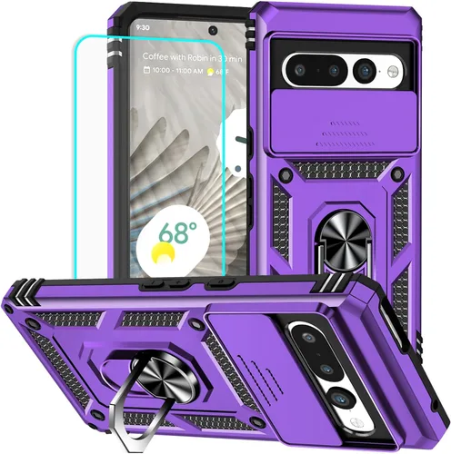 Miniatura 39 de HNHYGETE Funda para Pixel 6a con protector de pantalla HD, soporte giratorio de grado militar de 360° (resistente) a prueba de golpes para Google
