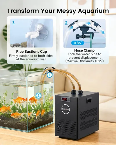 Miniatura 5 de BAOSHISHAN 1/13 HP Enfriador de acuario 26 galones 100L sistema de refrigeración por agua Quiet Compressor Refrigeration, Precise Cooling Aquarium