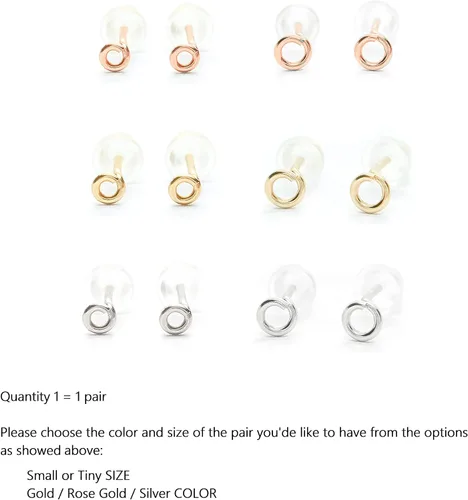 Miniatura 8 de Pendientes redondos pequeños de círculo, joyería pequeña pequeña, oro-plata-oro rosa, aretes para dormir joyería diaria