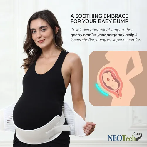 Miniatura 7 de NeoTech Care Cinturón de maternidad para embarazo, soporte para espalda, abdomen, cintura, pelvis (talla L, color marfil)