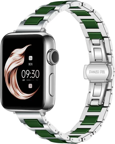 Miniatura 9 de Juntan Correa de reloj de cerámica de acero inoxidable azul verde marrón compatible con Apple Watch Band 1.496 in 1.575 in 1.614 in 1.654 in 1.732