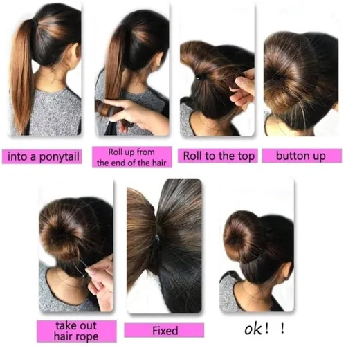 Miniatura 6 de 3 piezas de herramientas de peinado de cabello para mujer: moldeador de anillo de espuma para el cabello, accesorio de moño para el cabello, anillo