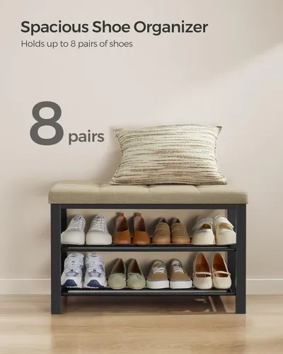 Miniatura 5 de SONGMICS Banco de zapatos, banco de almacenamiento, banco de entrada con cojín, estante para zapatos con asiento, ahorro de espacio, estilo moderno