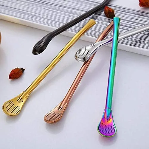 Miniatura 4 de 6 pajitas de acero inoxidable 304 de oro rosa con 2 cepillos de limpieza Oro rosado