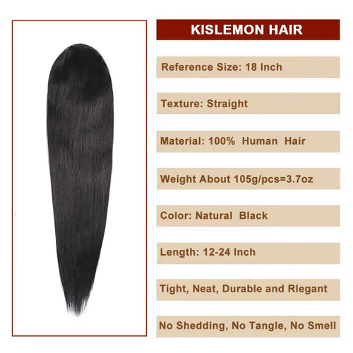 Miniatura 7 de Extensiones de pelo rizado con cordón para cola de caballo, extensiones de cabello humano para mujer con dos clips 1B# 120g/set (71cm)