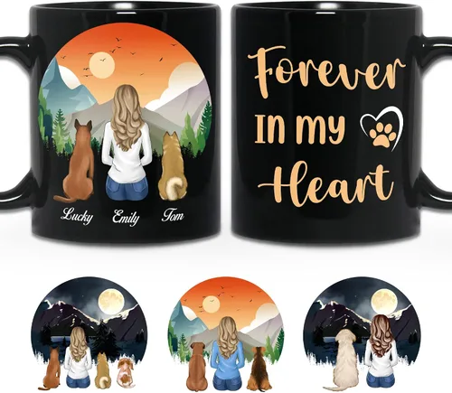 Miniatura 22 de WHIDOBE Taza personalizada de perro (niña – perro) personalizada de 11 onzas, 15 onzas con avatares, nombres, razas – Taza «Dog Mom» para mujeres