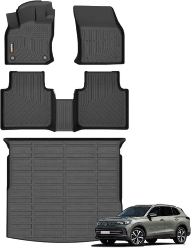 Miniatura 41 de Alfombrillas para todo tipo de clima y forro de carga para Volkswagen Atlas 2018-2025 (asiento de cubo de 6 pasajeros), juego completo de 3 filas