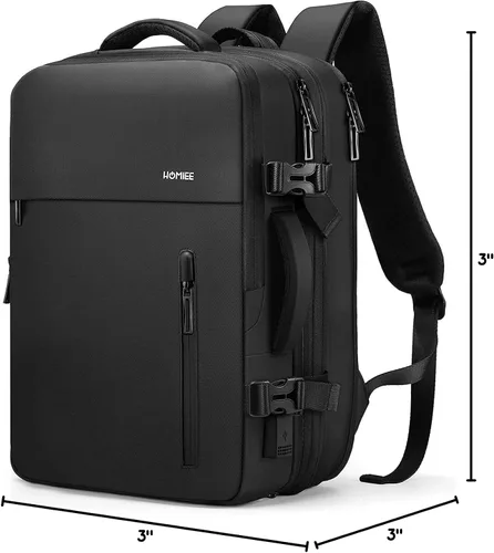 Miniatura 9 de HOMIEE Mochila de transporte expandible de 40 L para laptop de 15.6 pulgadas con puerto de carga USB para fines de semana de negocios, aprobada por