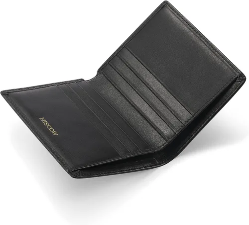 Miniatura 44 de HISCOW Billeteras plegables de cuero de grano completo para hombres, billetera minimalista delgada para hombre, regalos para papá, cumpleaños, día