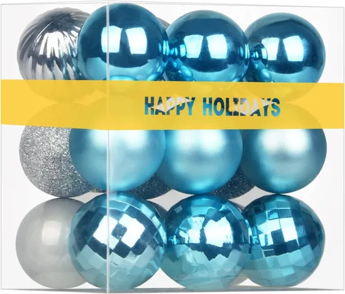 Miniatura 42 de Bolas de Navidad Grandes de 3.2" en Azul Bebé - Adornos para Árbol de Navidad, Bolas Colgantes Inastillables para Cumpleaños, Halloween, Boda