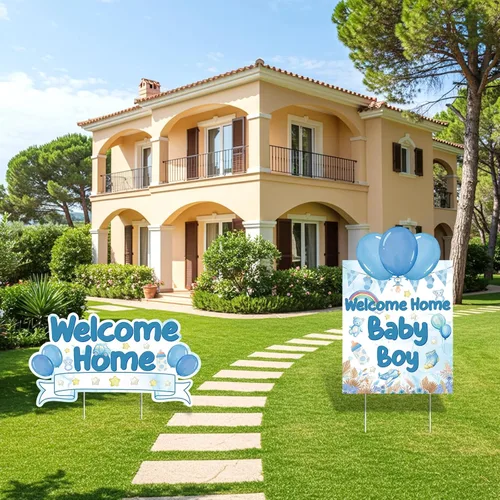Miniatura 2 de 2 carteles decorativos de bienvenida a casa para bebé, niño, bohemio, arcoíris, bienvenida, hogar, patio, con estacas "It's a boy", letrero