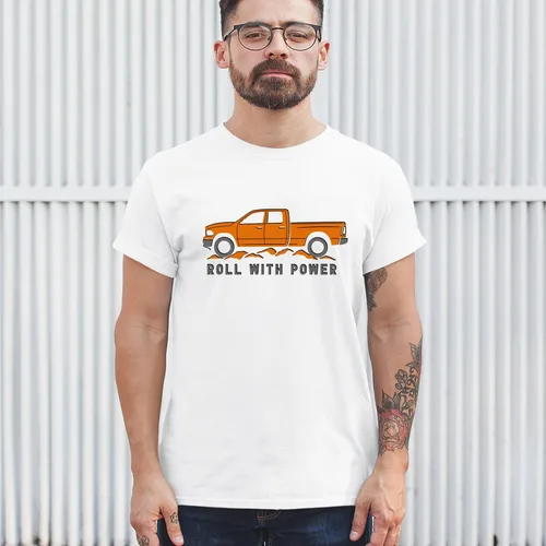Miniatura 208 de Tee Hunt Camisetas gráficas y camisetas sin mangas para hombre Roll with Power Pickup Truck