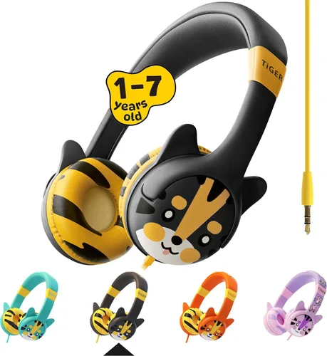 Auriculares con cable Kidrox para niños pequeños de 1 a 7 años — Auriculares para bebés con volumen limitado de 85 dB para viajes en avión y