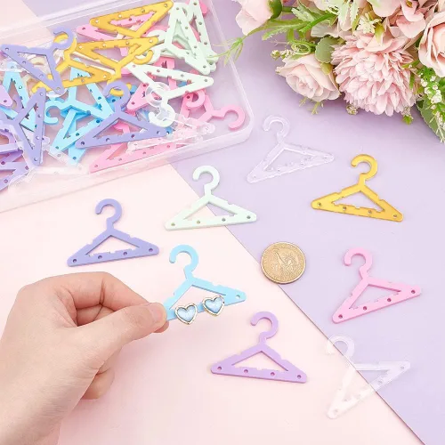 Miniatura 5 de PH PandaHall 42 piezas de colgador de ropa soporte para aretes collar mini percha joyería colgante organizador colgante aretes acrílico perno