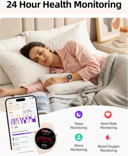 Miniatura 5 de Parsonver Smart Watch, Built-in GPS, Bluetooth Calling, Fitness Watch for Women with 100+ Sport Modes, IP68 Waterproof, Heart Rate, Sleep Monitor