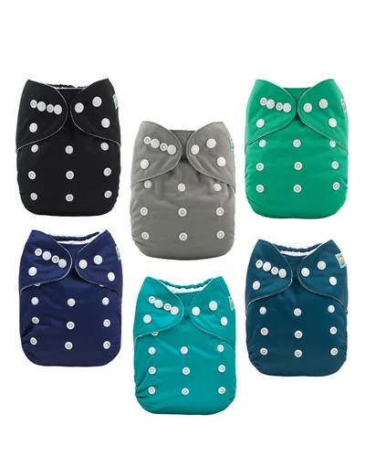 Miniatura 8 de ALVABABY pañales de tela para bebés, tamaño único y ajustable, pañales lavables y reutilizables para niños y niñas, 6 unidades con 12 rellenos
