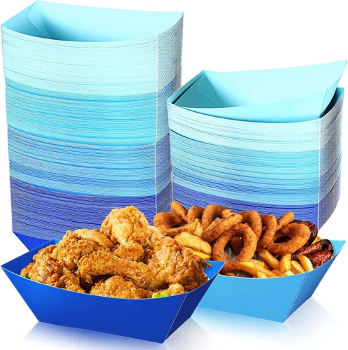Miniatura 10 de Uiifan 200 bandejas de papel desechables para alimentos y barcos, resistentes a la grasa, bandeja de cartón para perros calientes, soporte