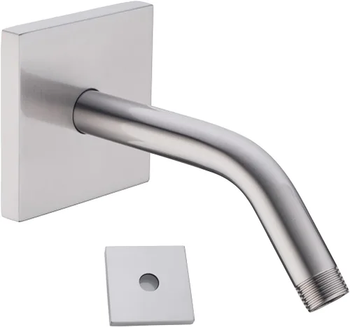 Miniatura 33 de Brazo de ducha de 16 pulgadas con brida, acero inoxidable negro mate de 90 grados, brazo de extensión de cabezal de ducha montado en la pared