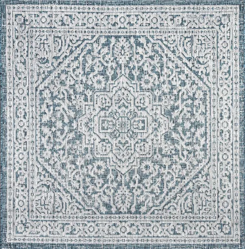 Miniatura 21 de Eyely BMS101D-28 - Alfombra de pasillo con textura de medallón de Santa Mónica Slesi, para interiores y exteriores, estilo costero, bohemio, Gris