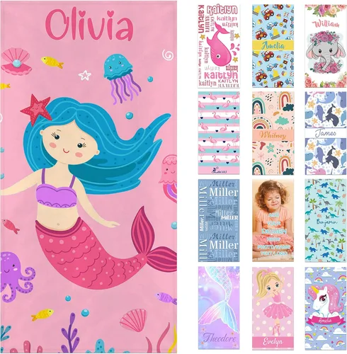Miniatura 8 de Toallas de playa personalizadas para adultos y niños con nombres, toallas de playa personalizadas para hombres y mujeres, toalla de baño
