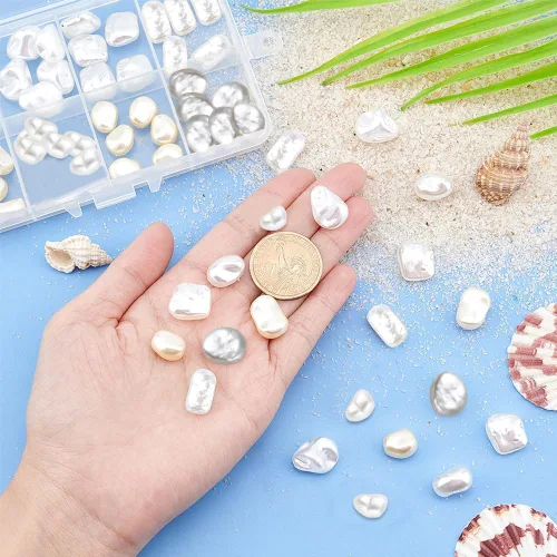 Miniatura 3 de PH PandaHall 64 cuentas de perlas de plástico ABS, 8 estilos irregulares, cuentas sueltas cultivadas naturales para bodas, collares, pulseras