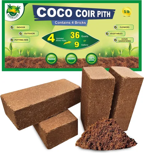 MODELLOR 4 ladrillos (5 lb) de fibra de coco súper lavada premium, rinde 9 galones, iniciador de semillas, orgánico, pH equilibrado, jardinería, uso