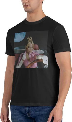 Miniatura 2 de Dua Singer Lipa Camisa Hombre Cuello Redondo Manga Corta Camiseta Moda Tops Negro