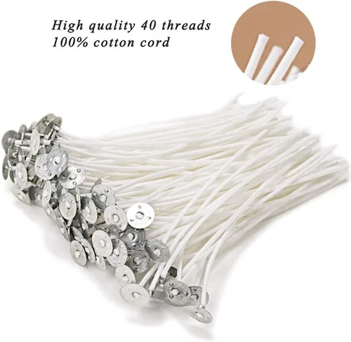 Miniatura 3 de Mechas naturales EricX Light, 100 unidades, baja emisión de humo, 6 pulgadas, preenceradas y 100% núcleo de algodón natural, para fabricación