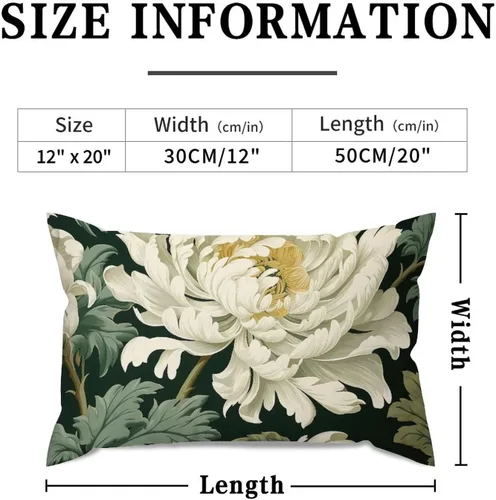 Miniatura 3 de ArogGeld Funda de almohada blanca con flores chinoiserie, funda de almohada para sofá, diseño floral verde y blanco, funda de almohada de lino A-12